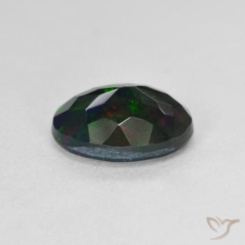 Ópalo negro Multicolor natural de 1.30 ct, Ovalada, Translúcido
