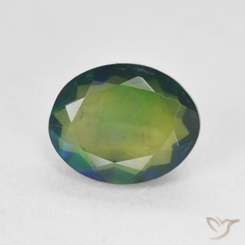 1.55ct Natural Multicolor Ópalo negro, Ovalada, Translúcido