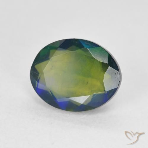 Ópalo negro Multicolor natural de 1.55 ct, Ovalada, Translúcido