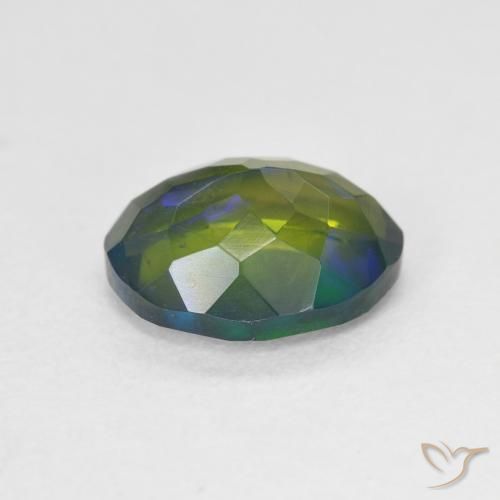 Ópalo negro Multicolor natural de 1.55 ct, Ovalada, Translúcido