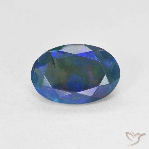 1.10ct Natural Multicolor Ópalo negro, Ovalada, Translúcido
