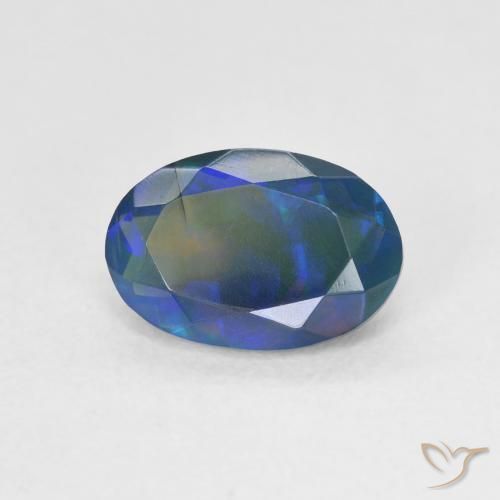 Ópalo negro Multicolor natural de 1.10 ct, Ovalada, Translúcido