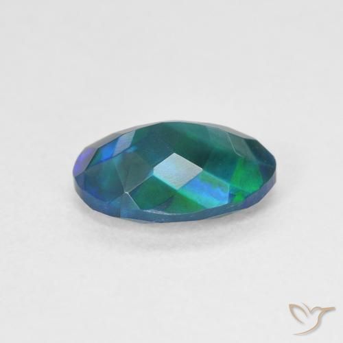 Ópalo negro Multicolor natural de 1.10 ct, Ovalada, Translúcido