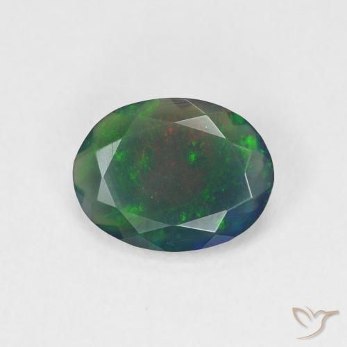 0.88ct Natural Multicolor Ópalo negro, Ovalada, Translúcido