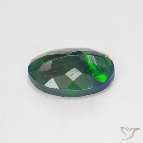 Ópalo negro Multicolor natural de 0.88 ct, Ovalada, Translúcido