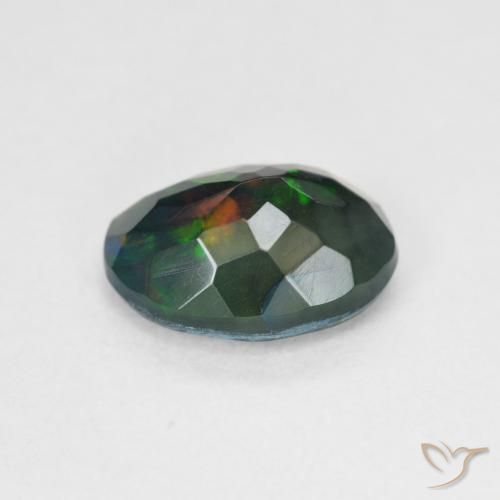 Ópalo negro Multicolor natural de 1.36 ct, Ovalada, Translúcido