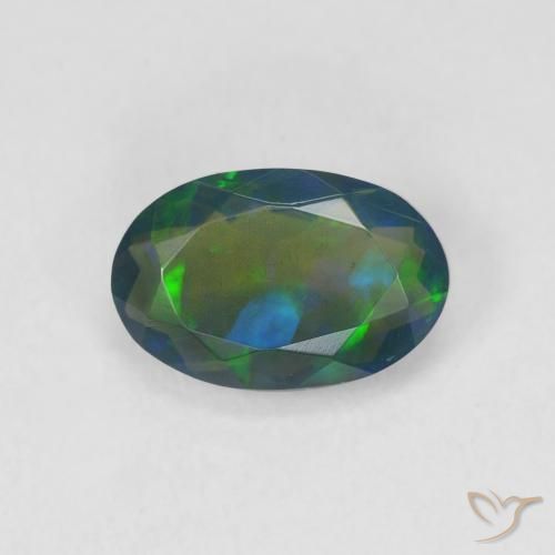 1.05ct Natural Multicolor Ópalo negro, Ovalada, Translúcido