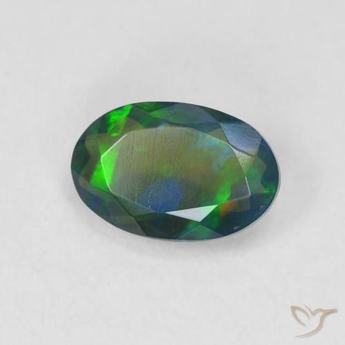 Ópalo negro Multicolor natural de 1.05 ct, Ovalada, Translúcido