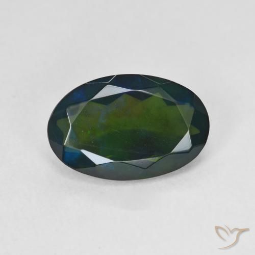 1.64ct Natural Multicolor Ópalo negro, Ovalada, Translúcido