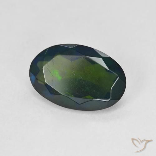 Ópalo negro Multicolor natural de 1.64 ct, Ovalada, Translúcido