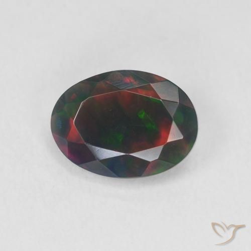1.20ct Natural Multicolor Ópalo negro, Ovalada, Translúcido