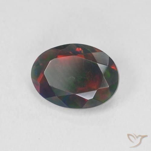 Ópalo negro Multicolor natural de 1.20 ct, Ovalada, Translúcido