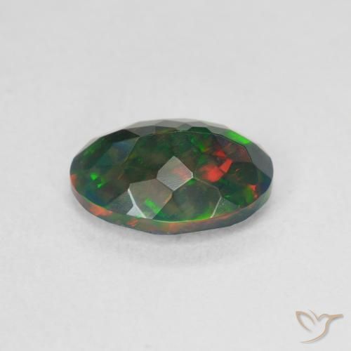 Ópalo negro Multicolor natural de 1.20 ct, Ovalada, Translúcido