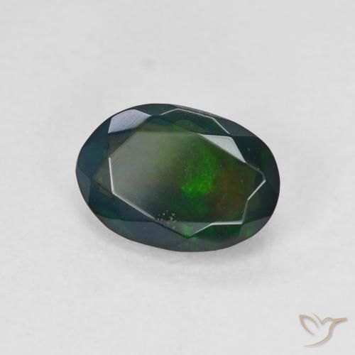 Ópalo negro Multicolor natural de 1.22 ct, Ovalada, Translúcido