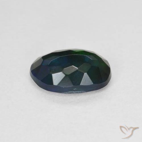 Ópalo negro Multicolor natural de 1.22 ct, Ovalada, Translúcido
