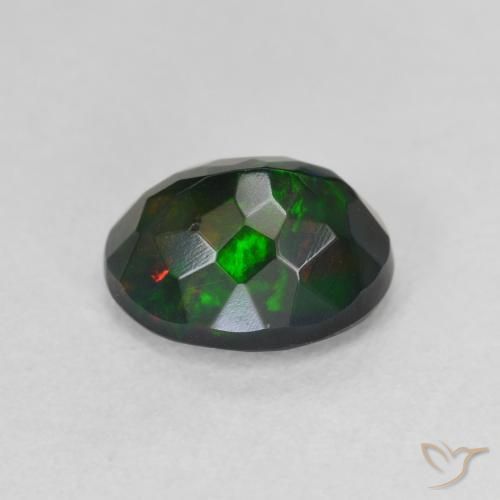 Ópalo negro Multicolor natural de 1.39 ct, Ovalada, Translúcido