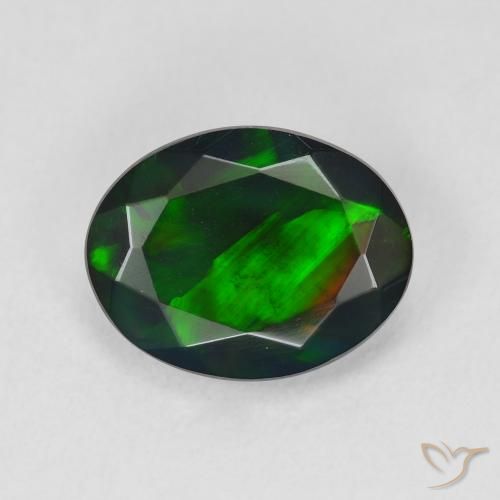 2.07ct Natural Multicolor Ópalo negro, Ovalada, Translúcido