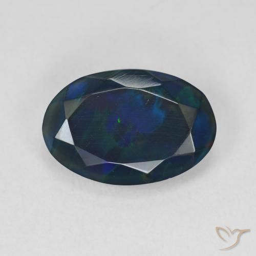 2.21ct Natural Multicolor Ópalo negro, Ovalada, Translúcido
