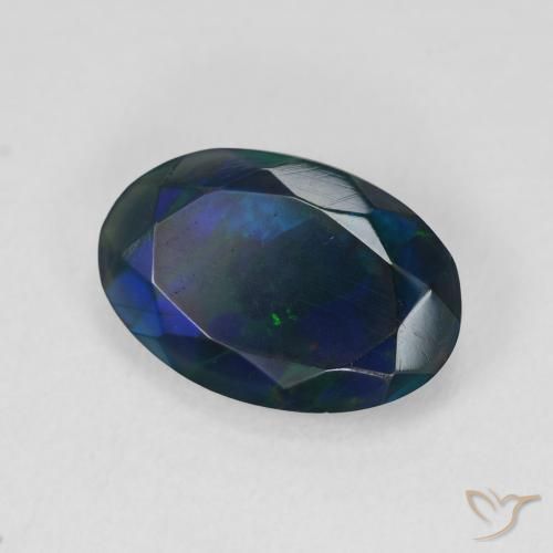 Ópalo negro Multicolor natural de 2.21 ct, Ovalada, Translúcido