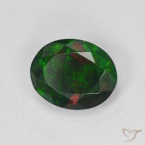Ópalo negro Multicolor natural de 1.25 ct, Ovalada, Translúcido