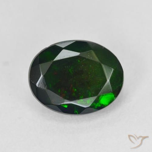 1.72ct Natural Multicolor Ópalo negro, Ovalada, Translúcido