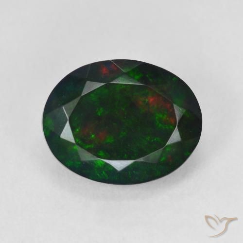 2.93ct Natural Multicolor Ópalo negro, Ovalada, Translúcido