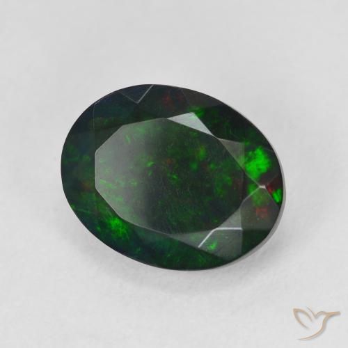 Ópalo negro Multicolor natural de 2.93 ct, Ovalada, Translúcido