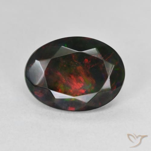 2.42ct Natural Multicolor Ópalo negro, Ovalada, Translúcido