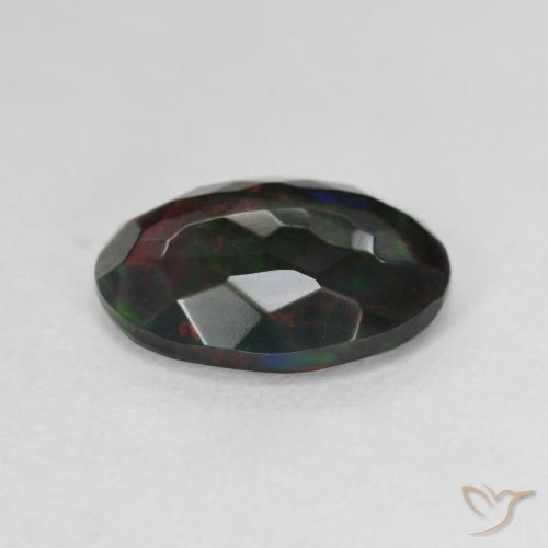 Ópalo negro Multicolor natural de 2.42 ct, Ovalada, Translúcido