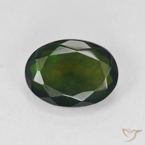 2.75ct Natural Multicolor Ópalo negro, Ovalada, Translúcido