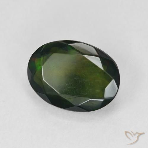 Ópalo negro Multicolor natural de 2.75 ct, Ovalada, Translúcido