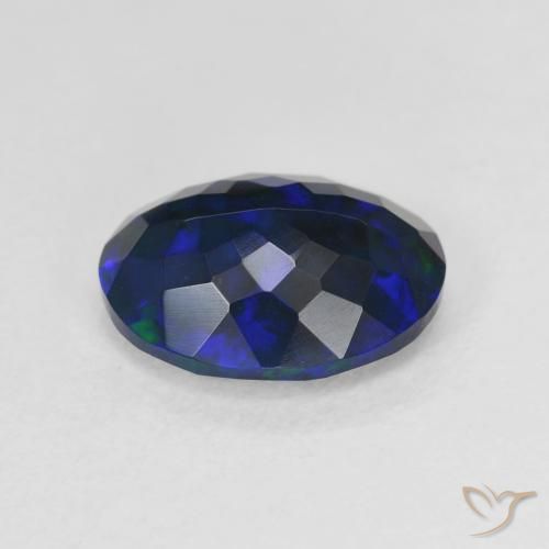 Ópalo negro multicolor natural de 2,17 ct, corte óvalo, translúcido