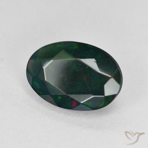 Ópalo negro Multicolor natural de 2.37 ct, Ovalada, Translúcido