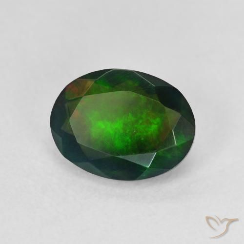 Ópalo negro Multicolor natural de 1.34 ct, Ovalada, Translúcido