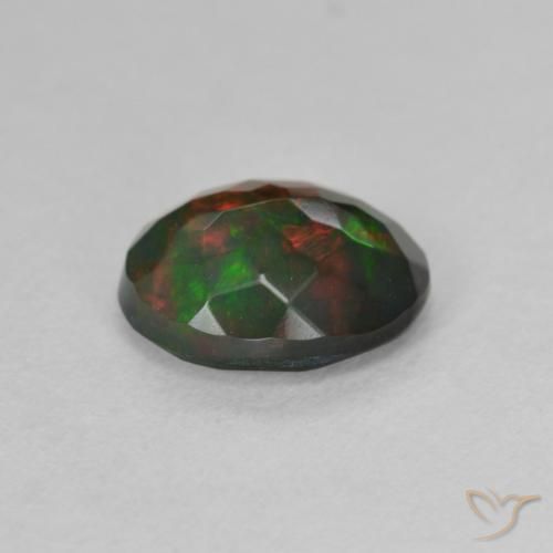 Ópalo negro Multicolor natural de 1.24 ct, Ovalada, Translúcido