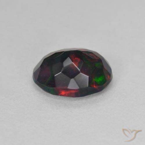 Ópalo negro Multicolor natural de 1.09 ct, Ovalada, Translúcido
