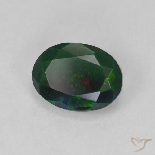 Ópalo negro Multicolor natural de 1.29 ct, Ovalada, Translúcido