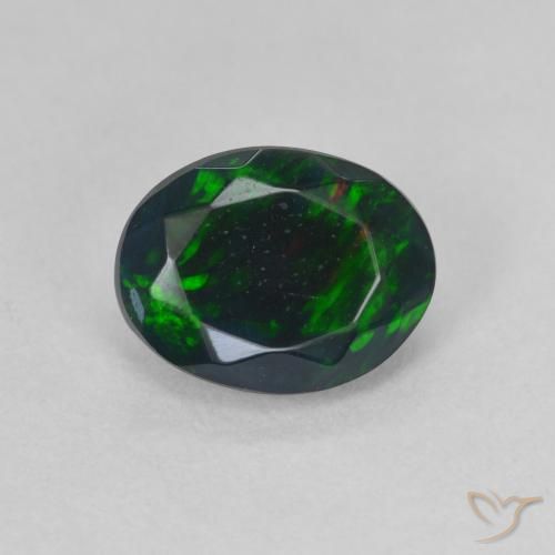 1.22ct Natural Multicolor Ópalo negro, Ovalada, Translúcido