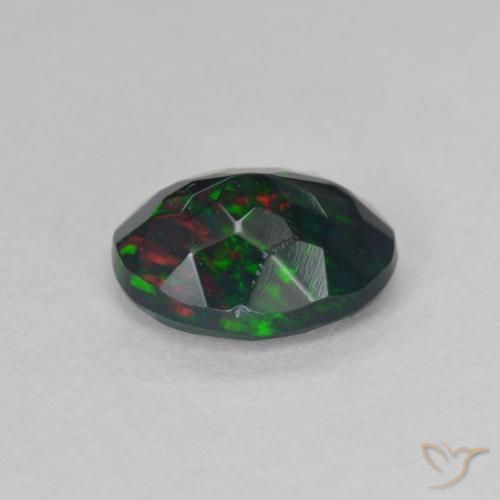 Ópalo negro Multicolor natural de 1.22 ct, Ovalada, Translúcido