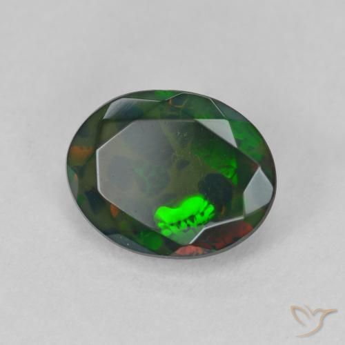 Ópalo negro Multicolor natural de 1.42 ct, Ovalada, Translúcido