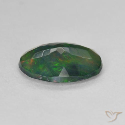 Ópalo negro Multicolor natural de 1.35 ct, Ovalada, Translúcido