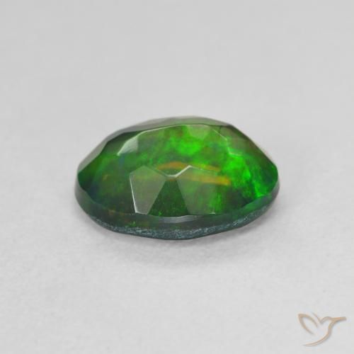 Ópalo negro Multicolor natural de 1.38 ct, Ovalada, Translúcido