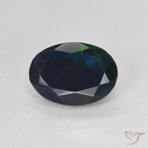 0.97ct Natural Multicolor Ópalo negro, Ovalada, Translúcido