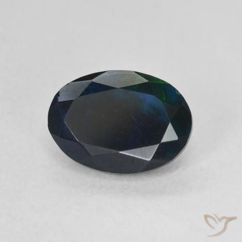 Ópalo negro Multicolor natural de 0.97 ct, Ovalada, Translúcido
