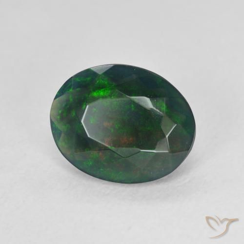 Ópalo negro Multicolor natural de 1.54 ct, Ovalada, Translúcido