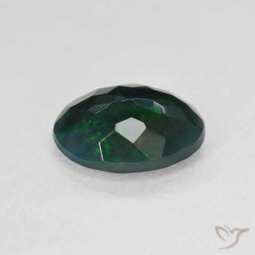 Ópalo negro Multicolor natural de 1.54 ct, Ovalada, Translúcido