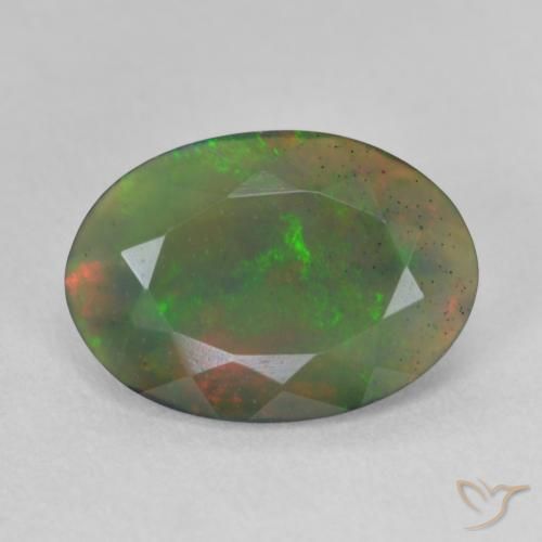 1.67ct Natural Multicolor Ópalo negro, Ovalada, Translúcido