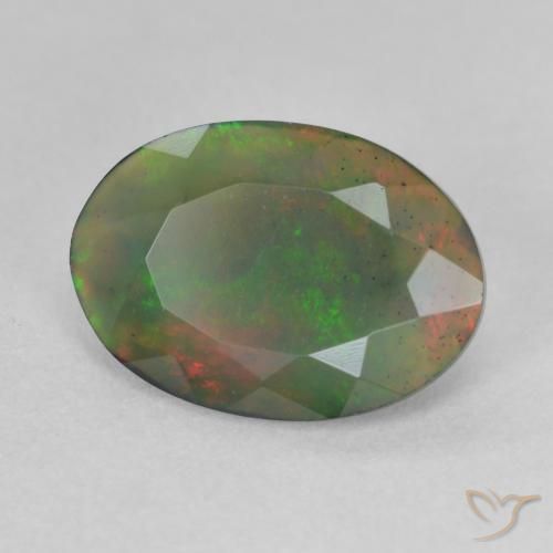 Ópalo negro Multicolor natural de 1.67 ct, Ovalada, Translúcido