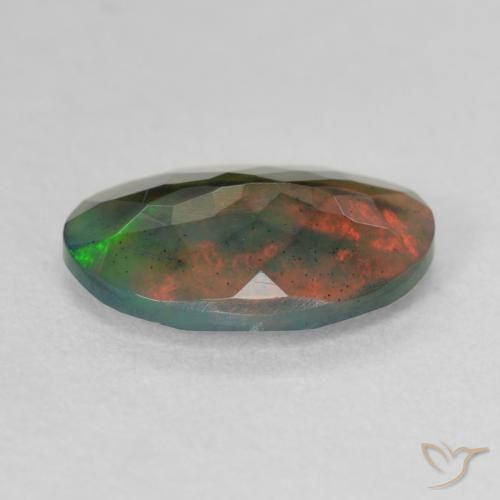 Ópalo negro Multicolor natural de 1.67 ct, Ovalada, Translúcido