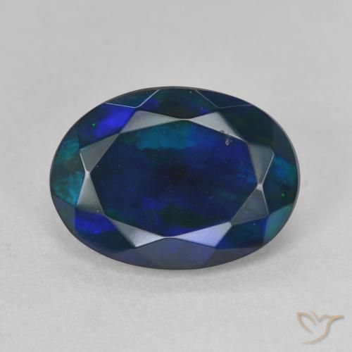 1.80ct Natural Multicolor Ópalo negro, Ovalada, Translúcido